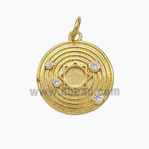 Solar System Charms Copper Sun Planet Pendant Pave Zirconia Gold Plated