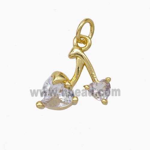 Copper Cherry Pendant Pave Zirconia Gold Plated