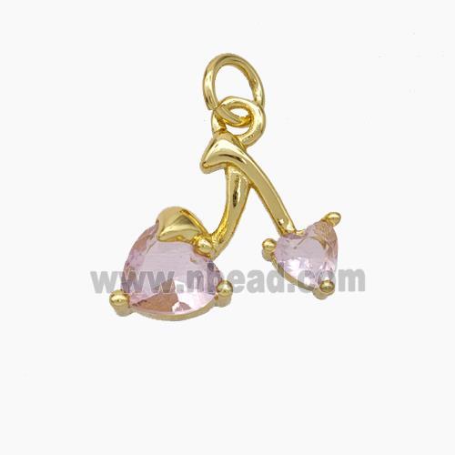 Copper Cherry Pendant Pave Zirconia Gold Plated