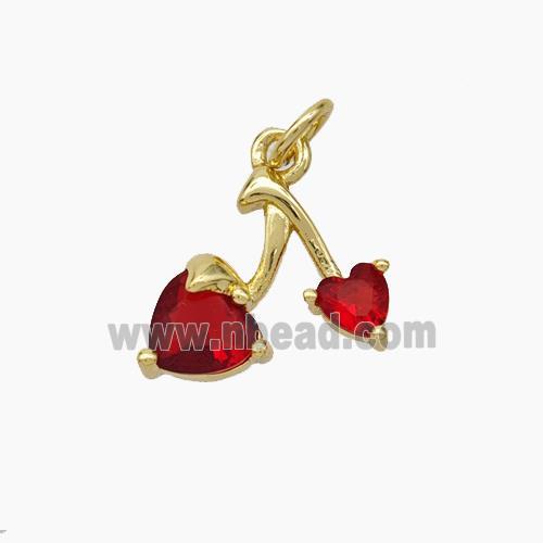 Copper Cherry Pendant Pave Zirconia Gold Plated