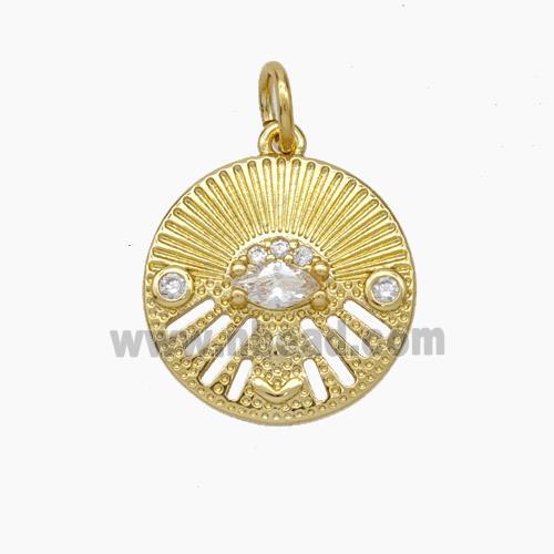 Copper Eye Charms Pendant Pave Zirconia Gold Plated