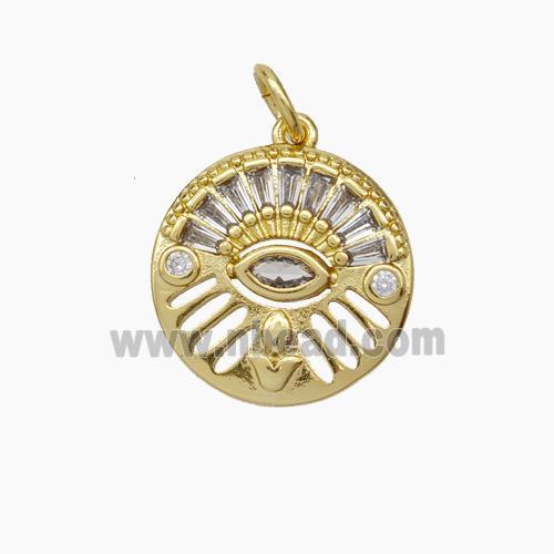 Copper Eye Charms Pendant Pave Zirconia Gold Plated