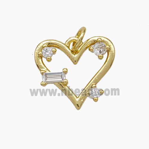 Copper Heart Pendant Pave Zirconia Gold Plated