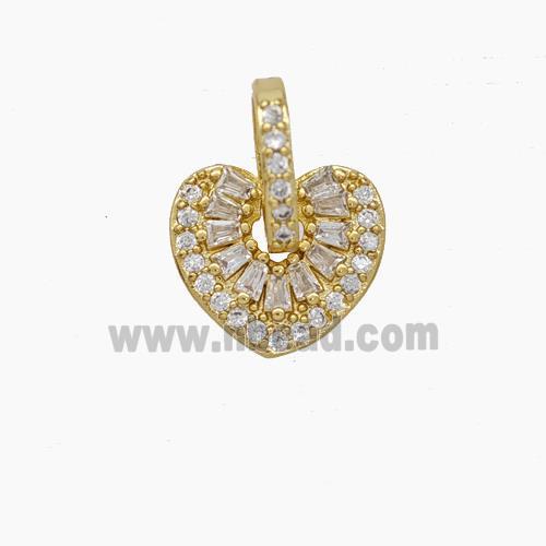 Copper Heart Pendant Micropave Zirconia Gold Plated