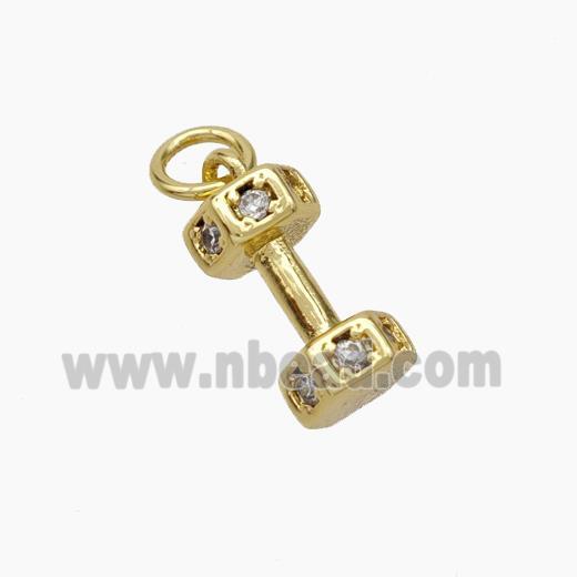 Dumbbell Charms Copper Pendant Pave Zirconia Sport Gold Plated