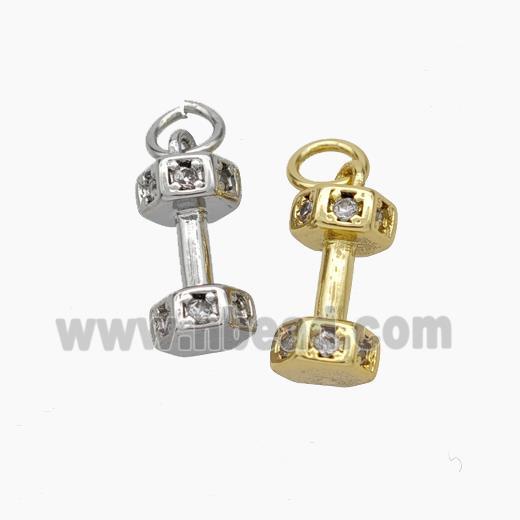 Dumbbell Charms Copper Pendant Pave Zirconia Sport Mixed