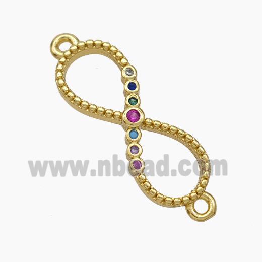 Copper Infinity Connector Micropave Zirconia Gold Plated