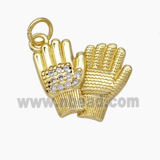 Copper Glove Charms Pendant Pave Zirconia Hand Gold Plated