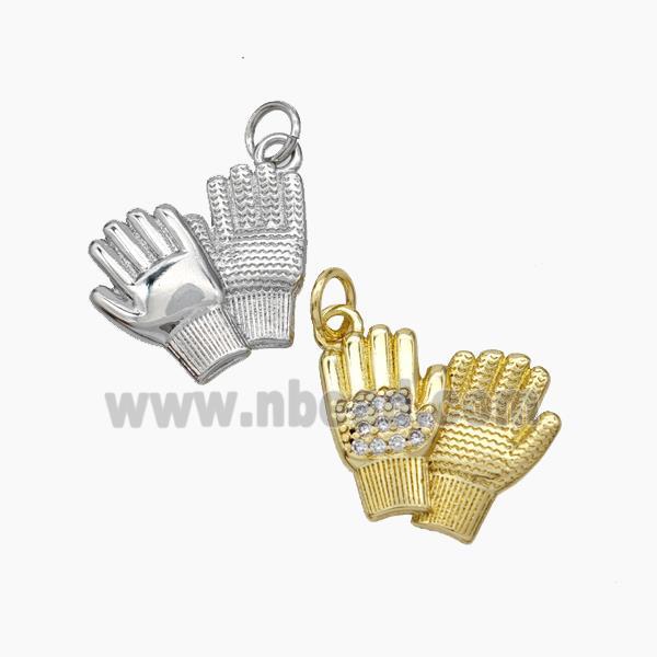 Copper Glove Charms Pendant Pave Zirconia Hand Mixed