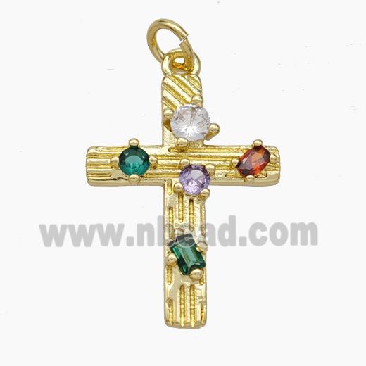 Copper Cross Pendant Pave Zirconia Gold Plated