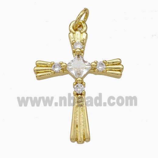 Copper Cross Pendant Pave Zirconia Gold Plated