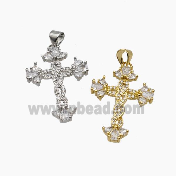 Copper Cross Pendant Pave Zirconia Mixed