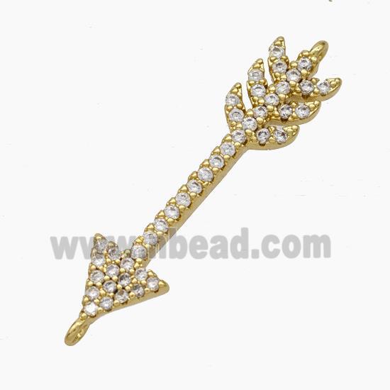 Copper Arrow Connector Pave Zirconia Gold Plated