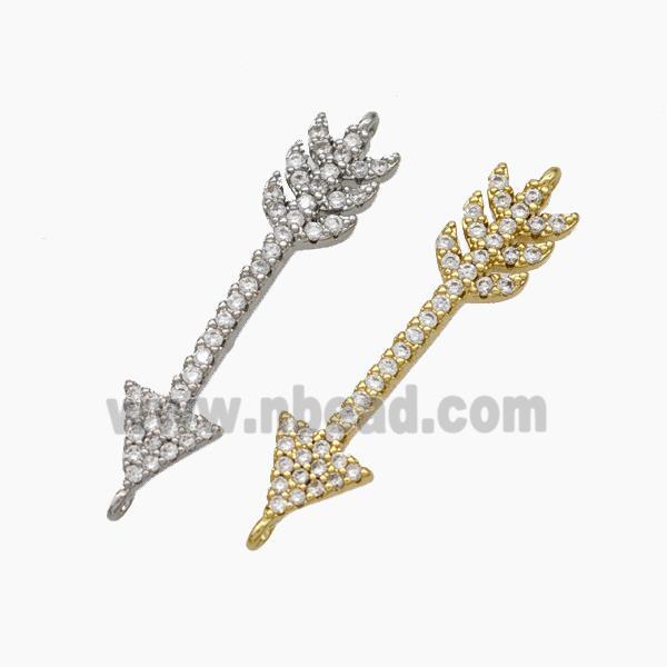 Copper Arrow Connector Pave Zirconia Mixed