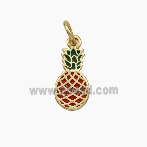 Pineapple Charms Copper Pendant Enamel Gold Plated