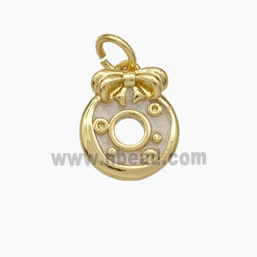 Copper Donut Pendant White Painted Bow Gold Plated