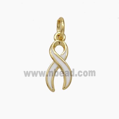 Awareness Ribbons Charms Copper Pendant White Enamel Gold Plated