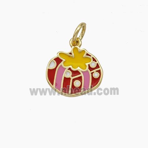 Christmas Gift Charms Copper Pendant Multicolor Enamel Gold Plated