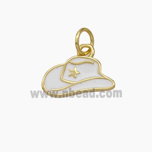 Hat Charms Copper Pendant White Enamel Gold Plated