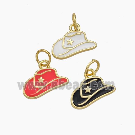 Hat Charms Copper Pendant Enamel Gold Plated Mixed