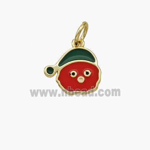 Christmas Gingerbread Man Charms Copper Pendant Red Enamel Gold Plated