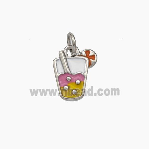 Ice Cream Bottle Drink Cup Charms Copper Pendant Enamel Platinum Plated