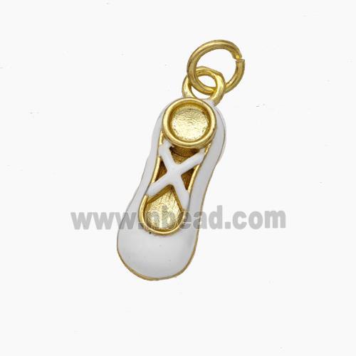 Copper Shoes Charms White Enamel Gold Plated