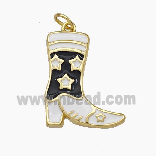 Cowboy Boots Charms Copper Shoes Pendant Enamel Gold Plated