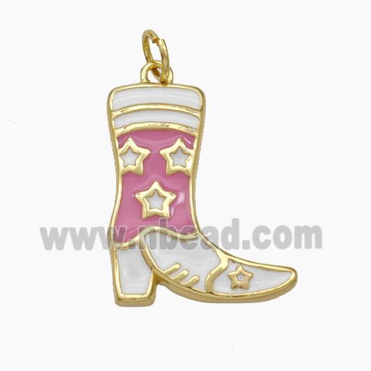 Cowboy Boots Charms Copper Shoes Pendant Enamel Gold Plated