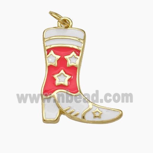 Cowboy Boots Charms Copper Shoes Pendant Enamel Gold Plated