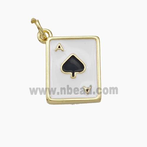 ACE of Spade Playing Card Copper Pendant Red Enamel Gold Plated