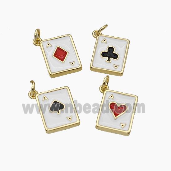 Playing Card Charms Copper Poker Card Pendant Enamel Mixed