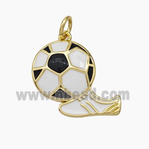 Football And Boots Charms Copper Pendant Enamel Shoe Gold Plated