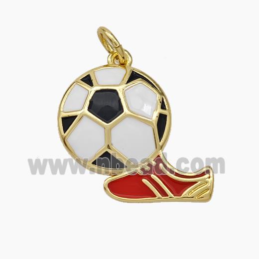 Football And Boots Charms Copper Pendant Enamel Shoe Gold Plated