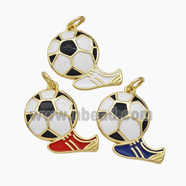 Football And Boots Charms Copper Pendant Enamel Shoe Gold Plated Mixed