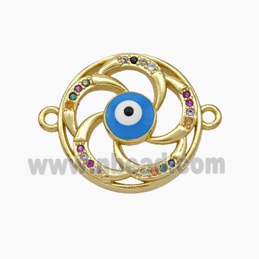 Evil Eye Charms Copper Connector Pave Zirconia Enamel Gold Plated