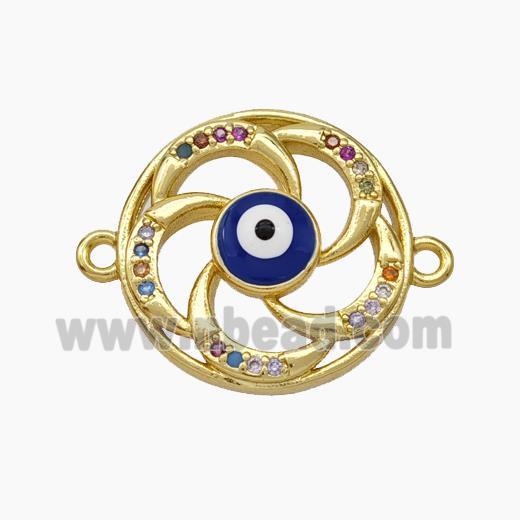 Evil Eye Charms Copper Connector Pave Zirconia Enamel Gold Plated