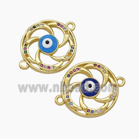 Evil Eye Charms Copper Connector Pave Zirconia Enamel Gold Plated Mixed