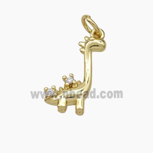 Baby Dinosaurs Copper Pendant Pave Zirconia Dragon Gold Plated