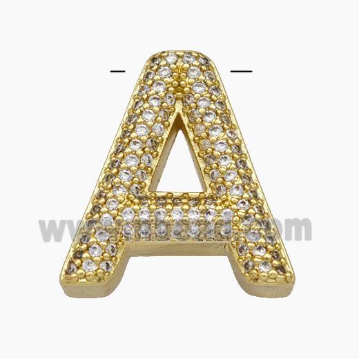 Copper Letter-A Pendant Pave Zirconia Gold Plated