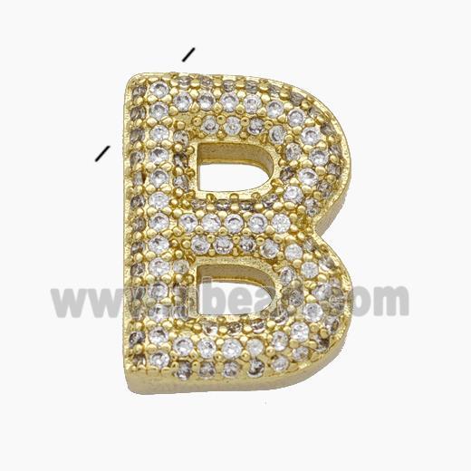 Copper Letter-B Pendant Pave Zirconia Gold Plated