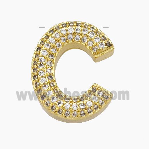 Copper Letter-C Pendant Pave Zirconia Gold Plated