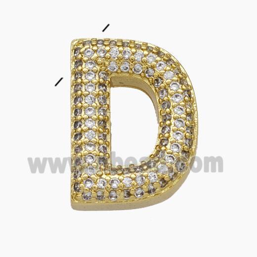 Copper Letter-D Pendant Pave Zirconia Gold Plated