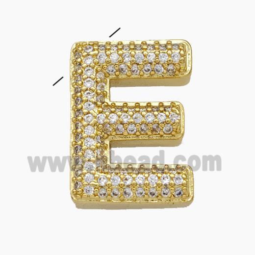 Copper Letter-E Pendant Pave Zirconia Gold Plated