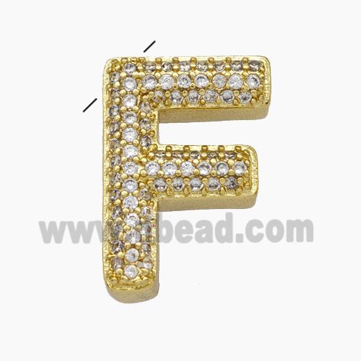 Copper Letter-F Pendant Pave Zirconia Gold Plated