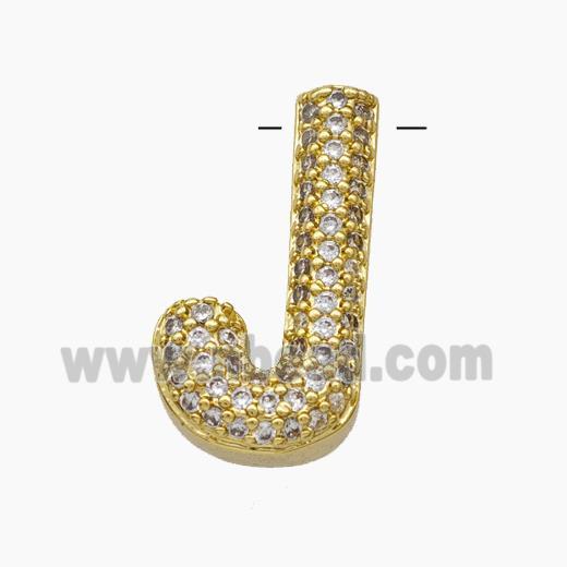 Copper Letter-J Pendant Pave Zirconia Gold Plated