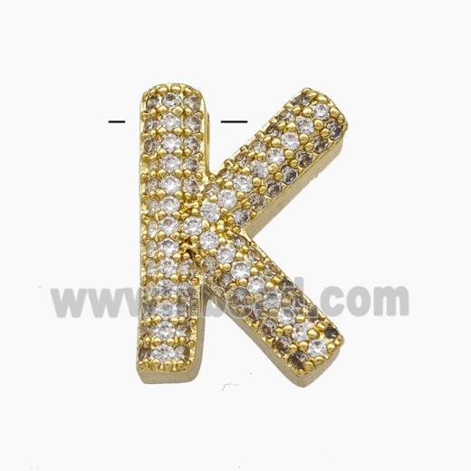 Copper Letter-K Pendant Pave Zirconia Gold Plated