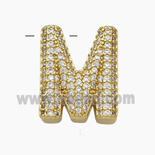 Copper Letter-M Pendant Pave Zirconia Gold Plated