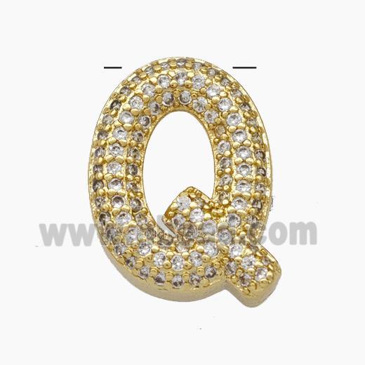 Copper Letter-Q Pendant Pave Zirconia Gold Plated