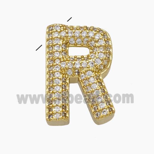 Copper Letter-R Pendant Pave Zirconia Gold Plated